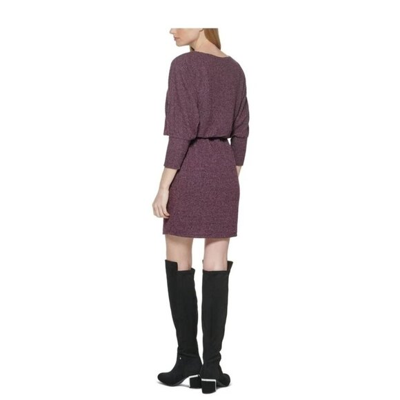 Jessica Howard Missy Women's Blouson Mini Sweater Dress JH1M2368 Purple Size 16 - Picture 2 of 7